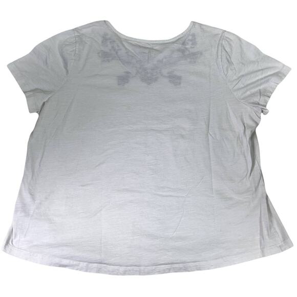 Faded Glory Embroidered Neckline Short Sleeve Tee Shirt Top in White 2X(18W-20W) - Picture 2 of 11